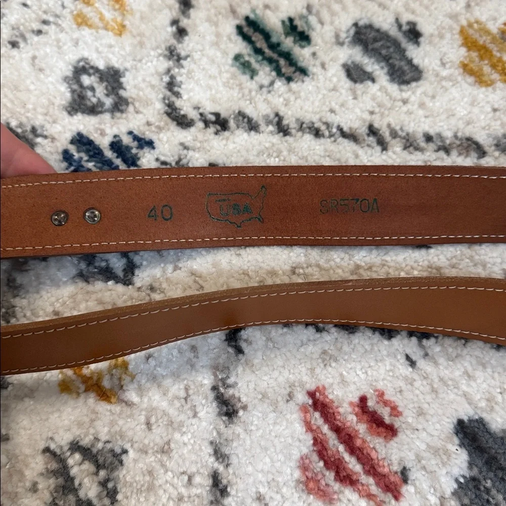 Leather Western Belt Brown USA Thunderbird Buffalo Concho Size 40 Southwestern